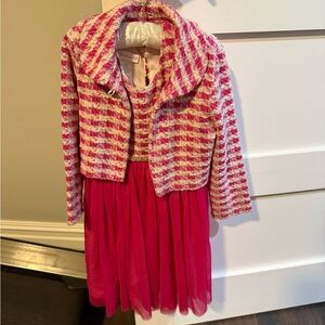 Bonnie Jean Pink and White Striped Formal Dress